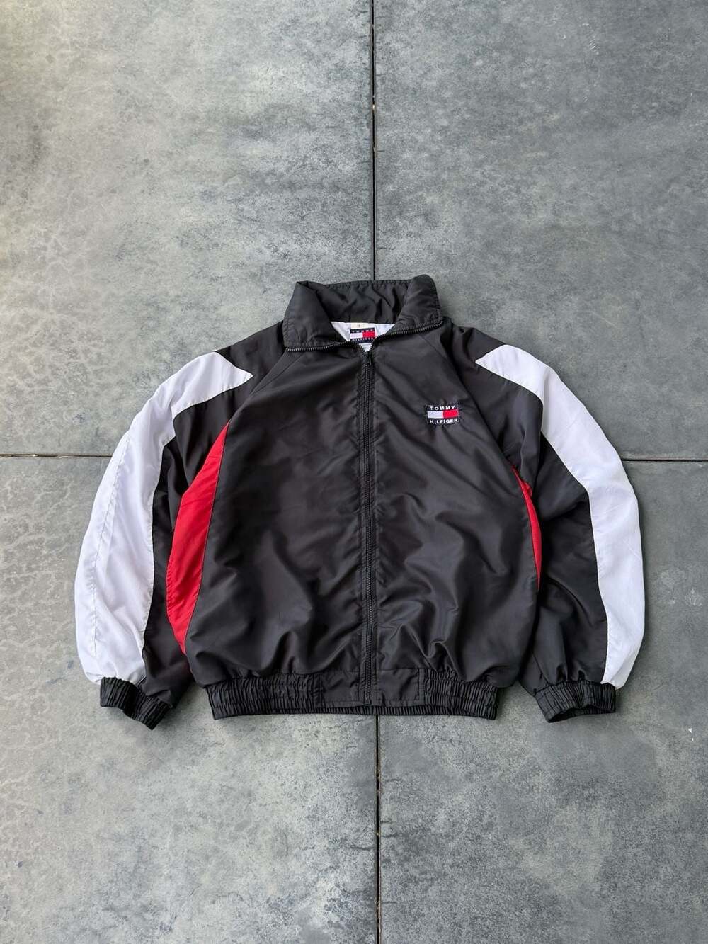 Vintage 90s Tommy Hilfiger Colorblock Flag Logo Windbreaker Jacket Size M